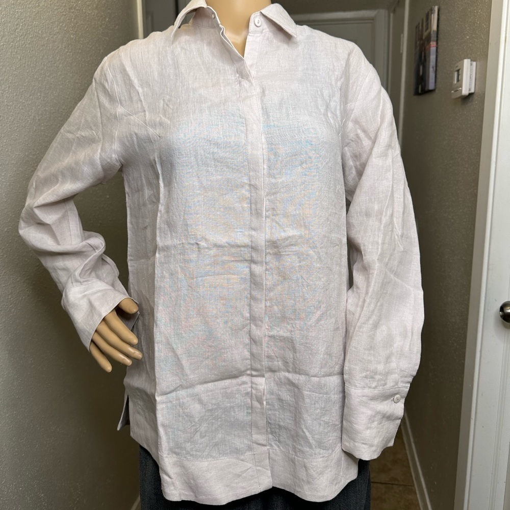 Jarbo Button Down Shirt White Cotton Blend Long Sleeve size 2. US medium